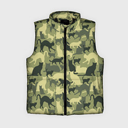 Женский жилет Кошачий камуфляж в зеленой гамме