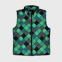 Женский жилет Зеленый клетчатый узор Изумрудный