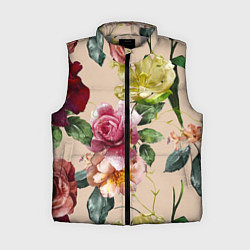 Женский жилет Цветы Нарисованные Красные Розы и Лилии