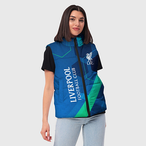 Женский жилет Ливерпуль Синяя абстракция / 3D-Красный – фото 3