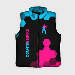 Женский жилет Counter Strike - neon gradient: символ и надпись в