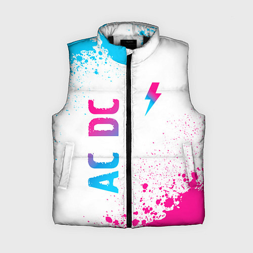 Женский жилет AC DC neon gradient style: символ и надпись вертик / 3D-Черный – фото 1