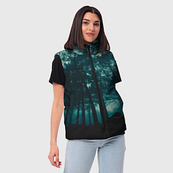 Женский жилет Тёмный лес на закате, цвет: 3D-красный — фото 2