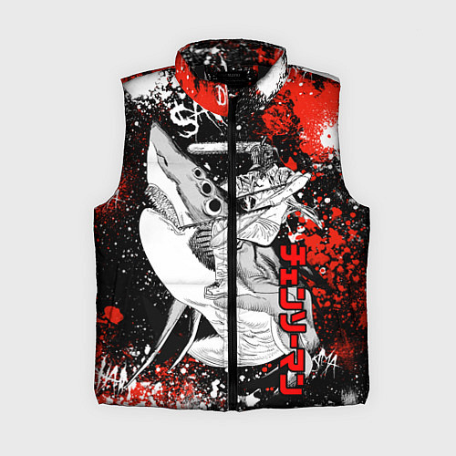Женский жилет Человек-безопила верхом на акуле-демоне / 3D-Черный – фото 1