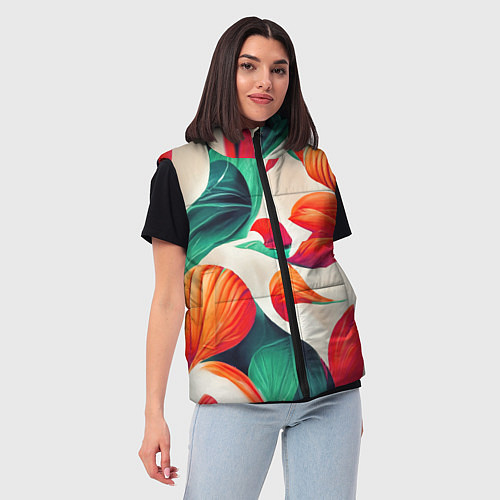 Женский жилет Элегантный цветочный орнамент / 3D-Красный – фото 3