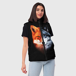 Женский жилет Волк и Лисица, цвет: 3D-светло-серый — фото 2