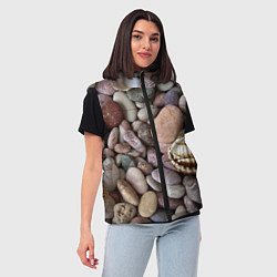 Женский жилет Морские камни и ракушки, цвет: 3D-черный — фото 2