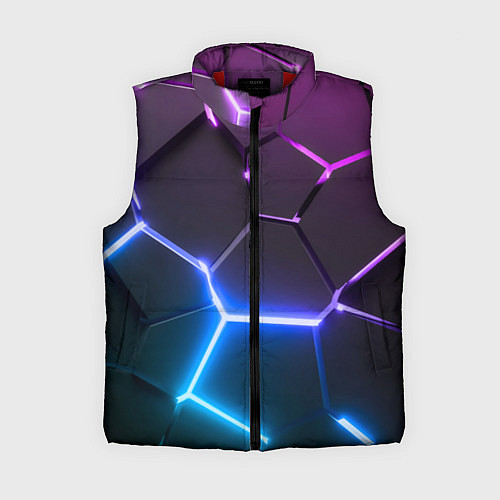 Женский жилет Фиолетовый градиент - неоновые геометрические плит / 3D-Красный – фото 1