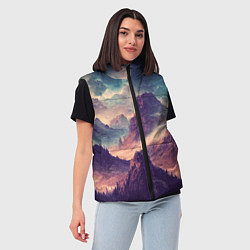 Женский жилет В горах Вечерний пейзаж, цвет: 3D-черный — фото 2