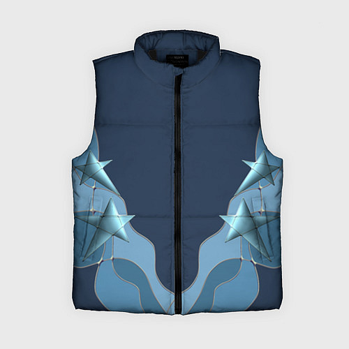 Женский жилет Голубые линии и звезды Абстрактный принт со звезда / 3D-Черный – фото 1