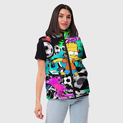 Женский жилет Барт Симпсон - центр-форвард на фоне граффити, цвет: 3D-красный — фото 2