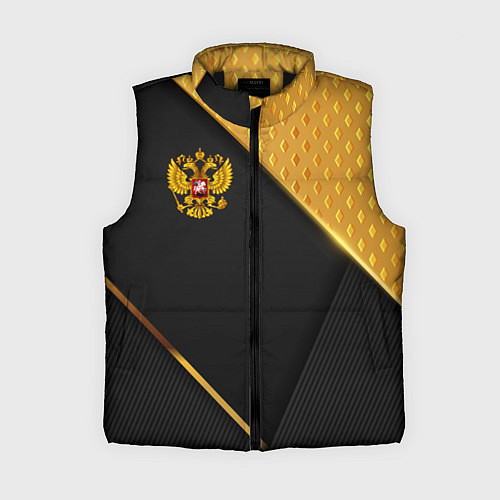 Женский жилет Герб России на черном фоне с золотыми вставками / 3D-Черный – фото 1