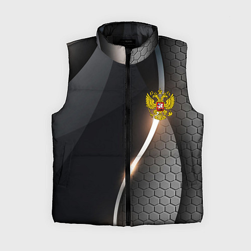 Женский жилет Герб РФ киберпанк / 3D-Черный – фото 1