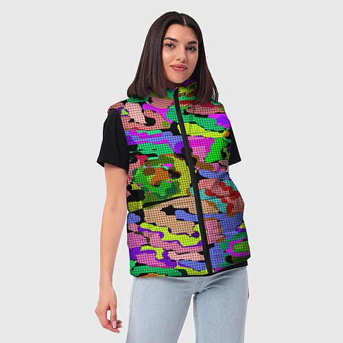 Женский жилет Разноцветный клетчатый камуфляж / 3D-Красный – фото 3