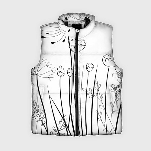 Женский жилет Цветочный черно-белый орнамент / 3D-Черный – фото 1