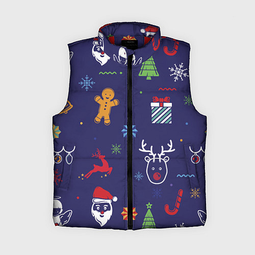 Женский жилет Новый год олени, ангелы, снежинки / 3D-Красный – фото 1