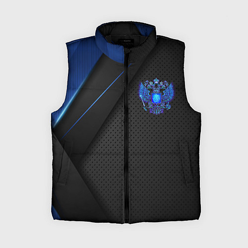 Женский жилет Черно-синий герб России / 3D-Черный – фото 1
