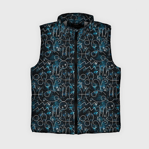 Женский жилет Знаки зодиака и звезды на сине- черном фоне / 3D-Светло-серый – фото 1