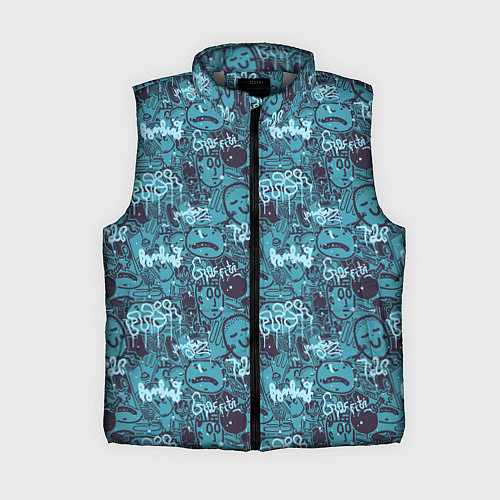 Женский жилет Рожицы и надпись граффити / 3D-Светло-серый – фото 1