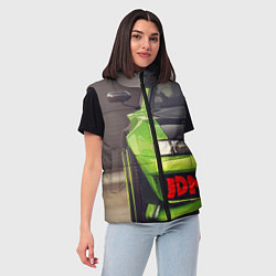 Женский жилет JDM машина зеленая тюнингованная, цвет: 3D-черный — фото 2
