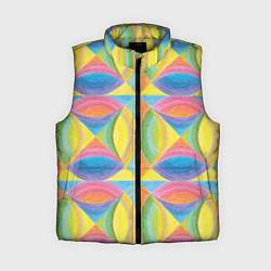 Женский жилет Яркий геометрический паттерн из квадратов и кругов, цвет: 3D-светло-серый
