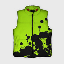 Женский жилет Чёрные кляксы на зелёном фоне, цвет: 3D-красный