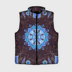Женский жилет Мандала-цветок Голубая снежинка, цвет: 3D-черный