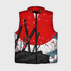 Женский жилет Солнце, волны и катаны, цвет: 3D-светло-серый