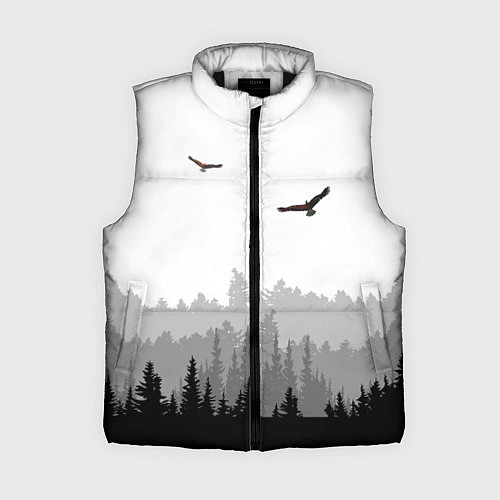 Женский жилет Птицы над лесом / 3D-Черный – фото 1