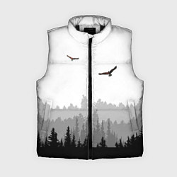 Женский жилет Птицы над лесом, цвет: 3D-черный
