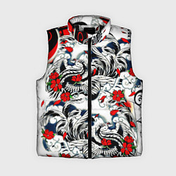 Женский жилет Красные цветы и птицы