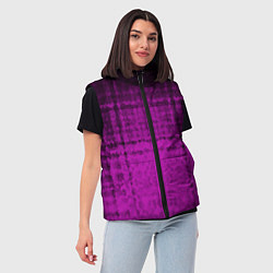 Женский жилет Абстрактный мозаичный черно - пурпурный узор, цвет: 3D-красный — фото 2