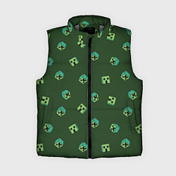 Женский жилет Minecraft - зеленые лица, цвет: 3D-светло-серый
