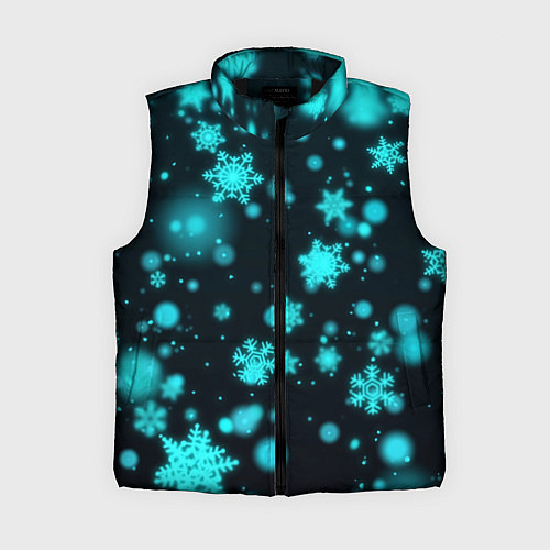 Женский жилет Неоновые снежинки на черном фоне / 3D-Черный – фото 1