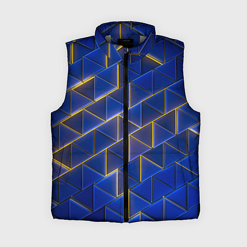 Женский жилет Синие треугольники и жёлтый свет / 3D-Светло-серый – фото 1