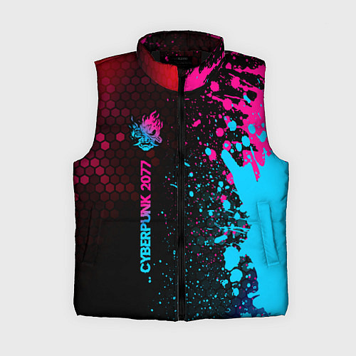 Женский жилет Cyberpunk 2077 - neon gradient: по-вертикали / 3D-Черный – фото 1