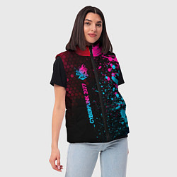 Женский жилет Cyberpunk 2077 - neon gradient: по-вертикали, цвет: 3D-черный — фото 2