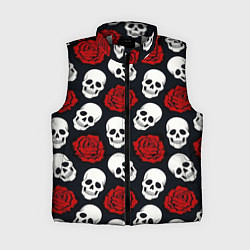 Женский жилет Весёлые черепки и розы