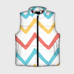 Женский жилет Волнообразные жёлтые, красные и синие линии, цвет: 3D-красный