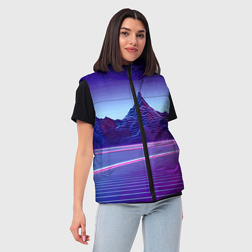 Женский жилет Neon mountains - Vaporwave / 3D-Красный – фото 3
