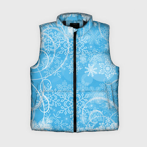 Женский жилет Морозный узор на голубом стекле / 3D-Черный – фото 1