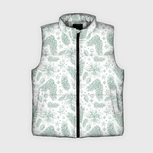 Женский жилет Шишки и веточки - Новый год / 3D-Светло-серый – фото 1