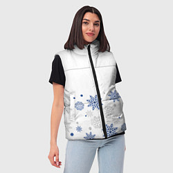 Женский жилет Новогодние Снежинки - Белый, цвет: 3D-светло-серый — фото 2