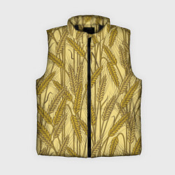 Женский жилет Винтажные колоски пшеницы, цвет: 3D-черный