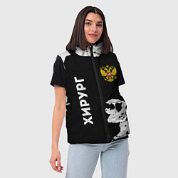 Женский жилет Хирург из России и герб РФ: надпись, символ, цвет: 3D-черный — фото 2