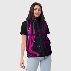 Женский жилет Фиолетовые линии песка во тьме, цвет: 3D-светло-серый — фото 2