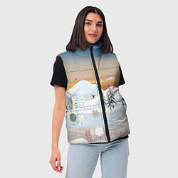 Женский жилет Новогоднее настроение - пейзаж, цвет: 3D-красный — фото 2