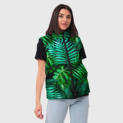 Женский жилет Тропические растения - текстура, цвет: 3D-красный — фото 2