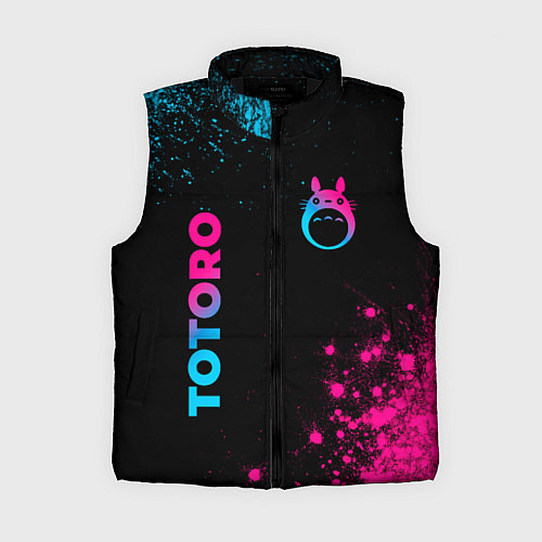 Женский жилет Totoro - neon gradient: надпись, символ / 3D-Черный – фото 1