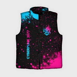 Женский жилет Cyberpunk 2077 - neon gradient: надпись, символ, цвет: 3D-черный